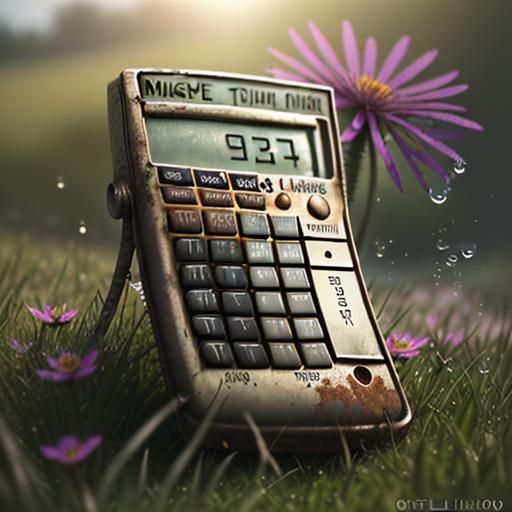 Rusty Calculator on Grassy Hill in Sunshine