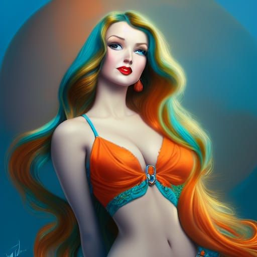 Pin-Up Girl in Rome: Detailed Digital Art