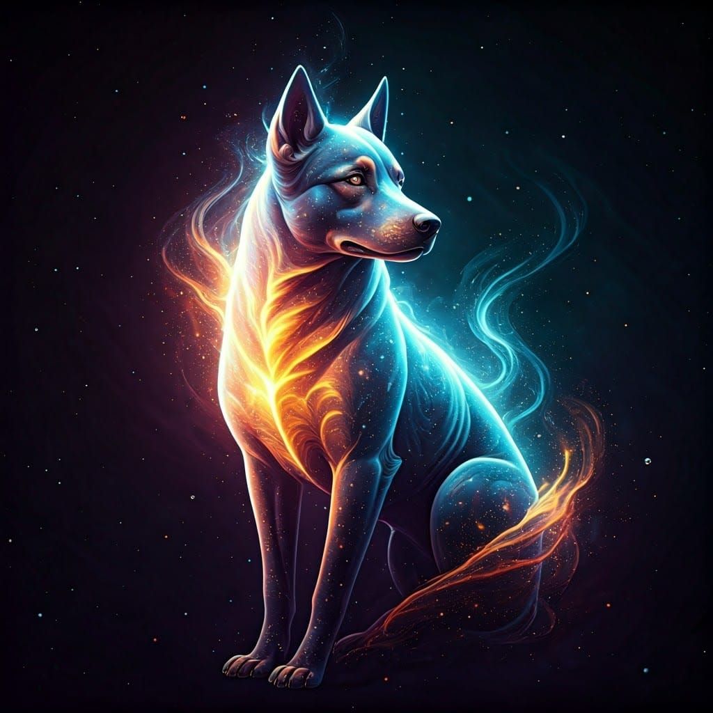 Cosmic Canine Made of Iridescent Stardust