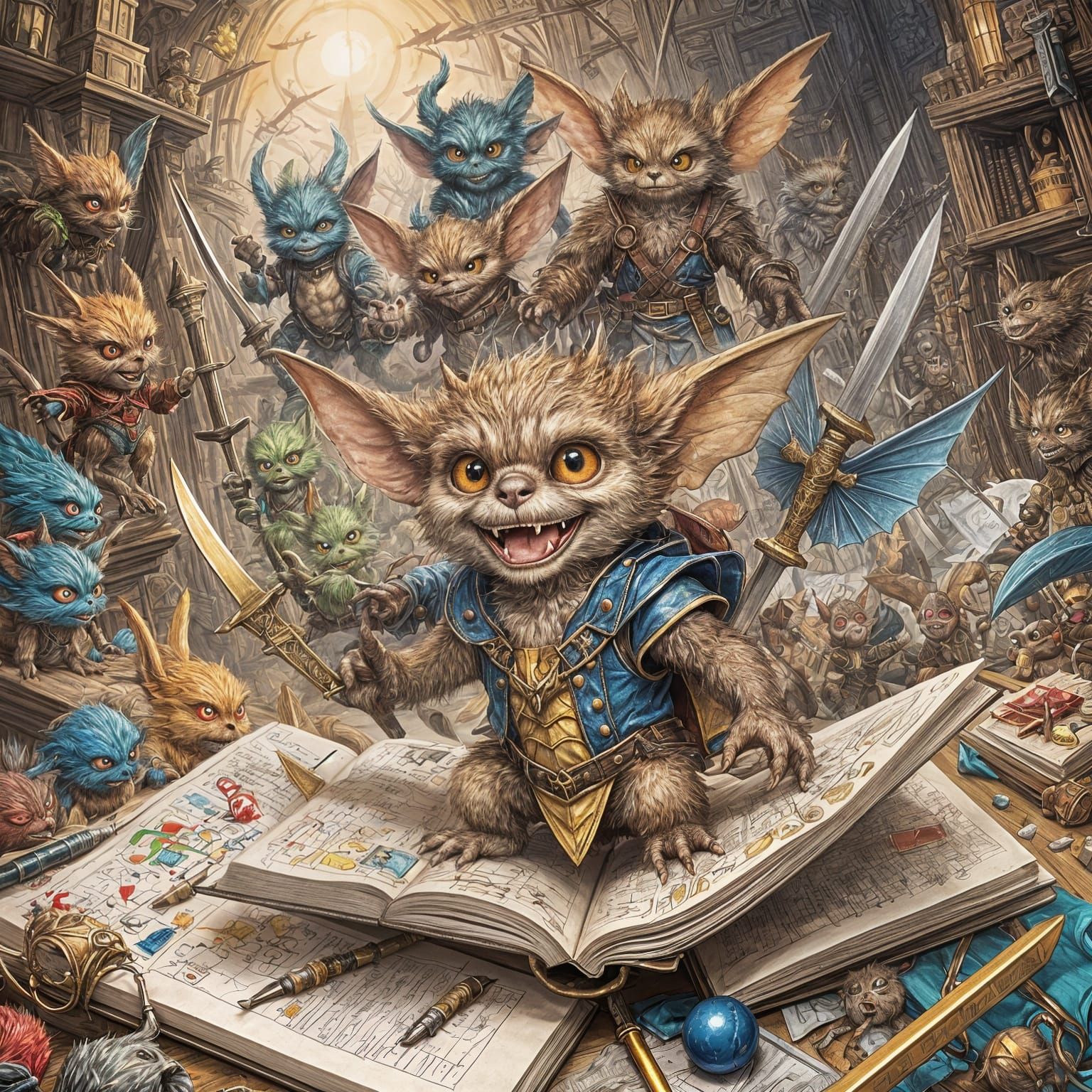 Gremlins in Sketchbook: Swords Aloft Battle