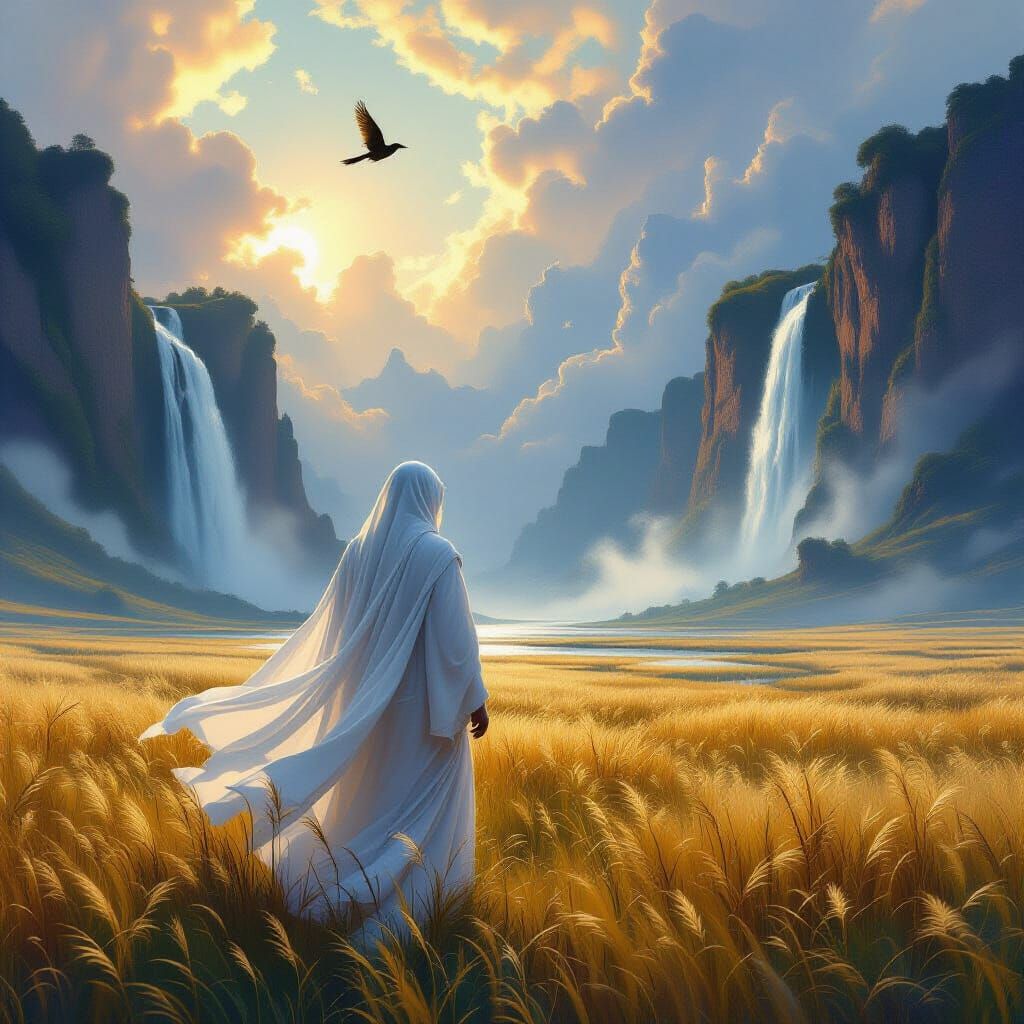 Ethereal Figure Chasing Dreams in a Dreamscape