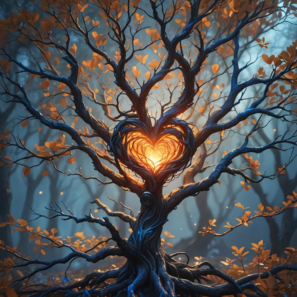 Tree with Burning Heart: Fantasy Concept Art