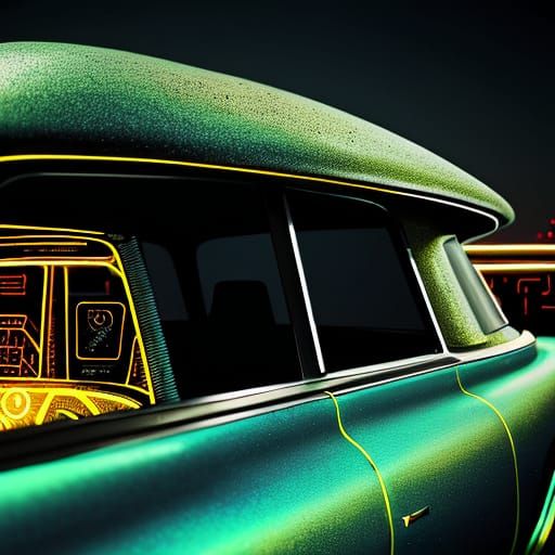 Alien Builds UFO from Classic Car in Retro-Futuristic Style