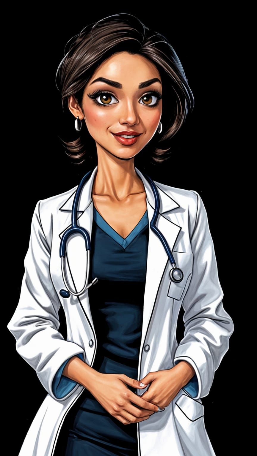 Pop Art Caricature of an Indian Female Doctor