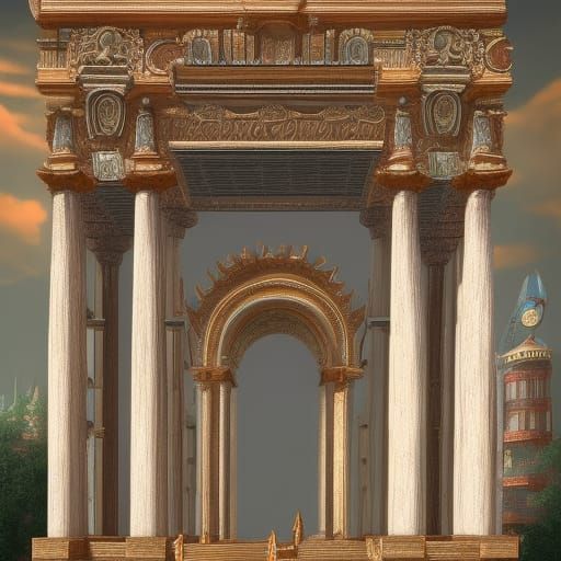 Grand Entrance to Roman Goddess: Fantasy Concept Art