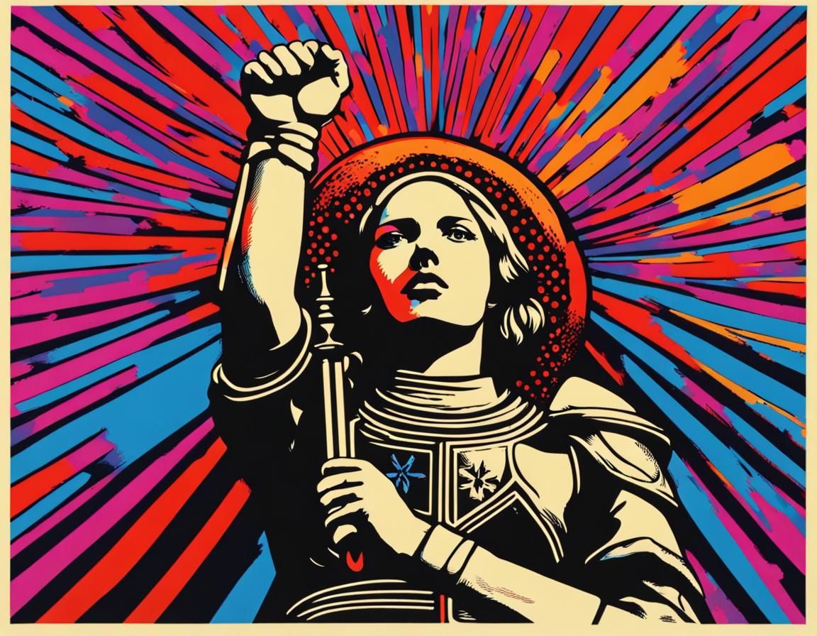 Joan of Arc Screenprint in Pop Art Style