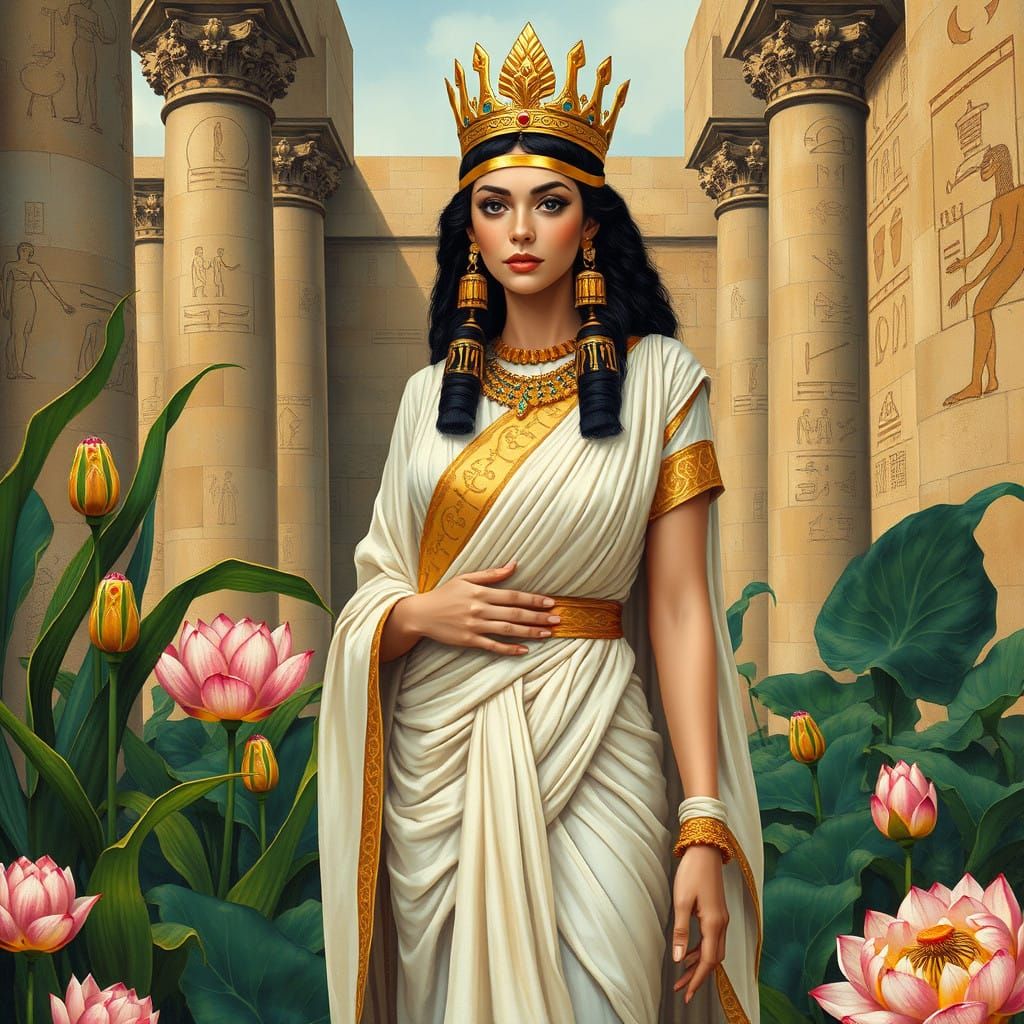 Egyptian Princess in Lush Oasis