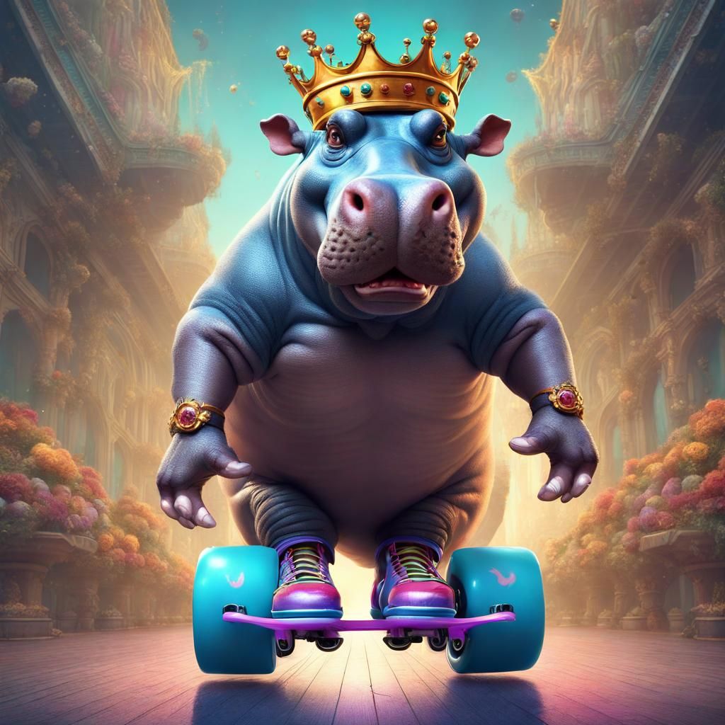 Giant Hippo Roller Skating Queen