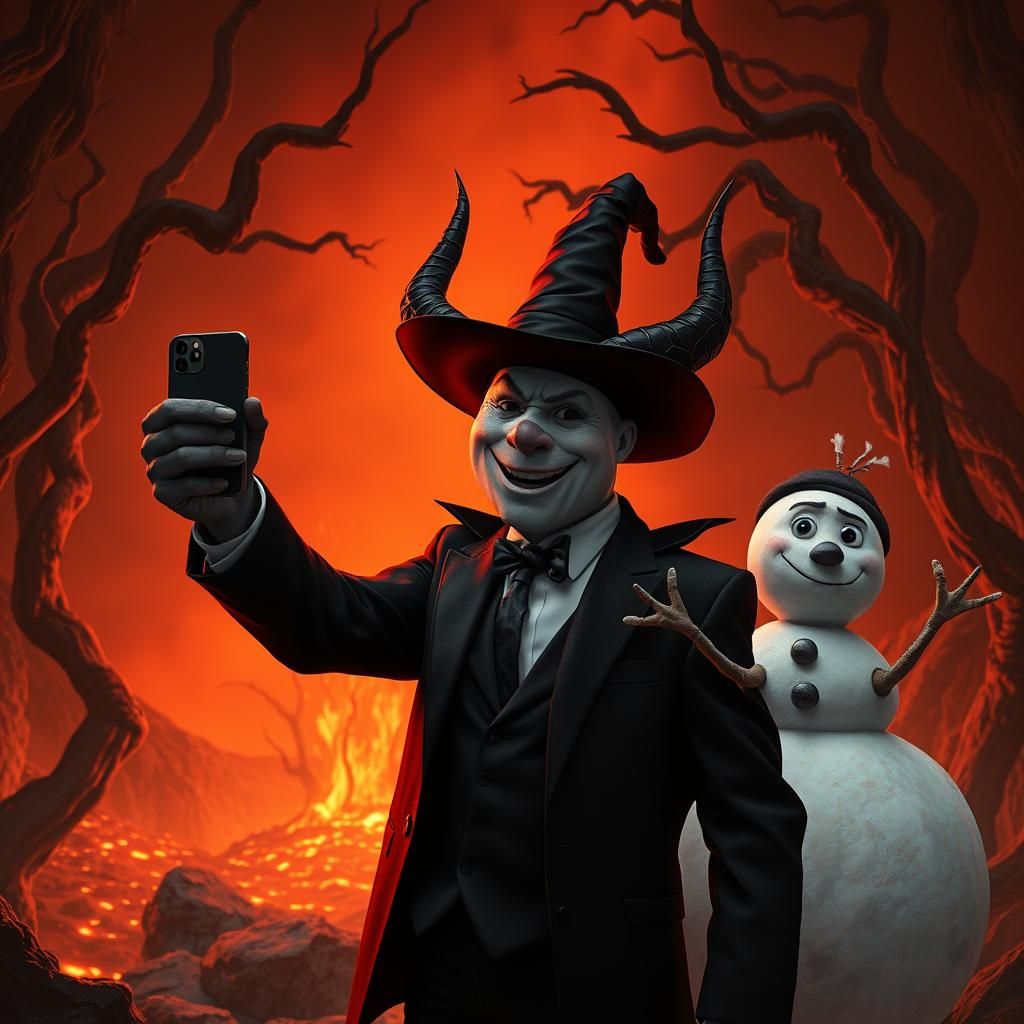 Satan's Selfie in Hell: A Gothic Matte Painting