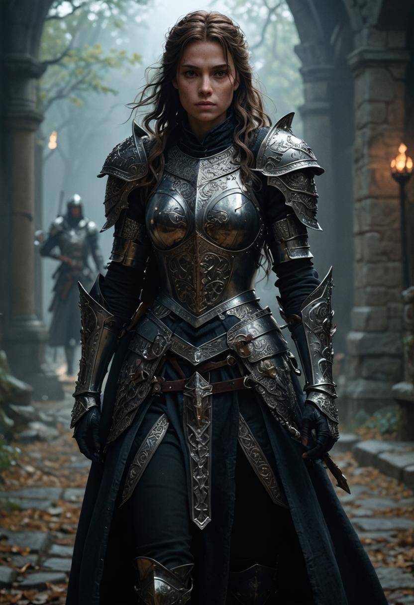 Photorealistic Lady Knight in RPG Style