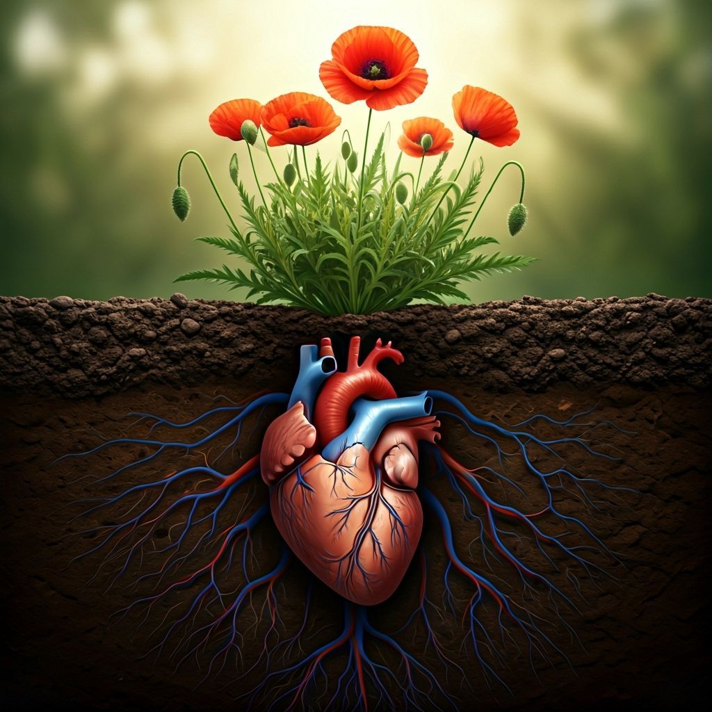 Surreal Heart Anatomy Transforms into Poppy Plant