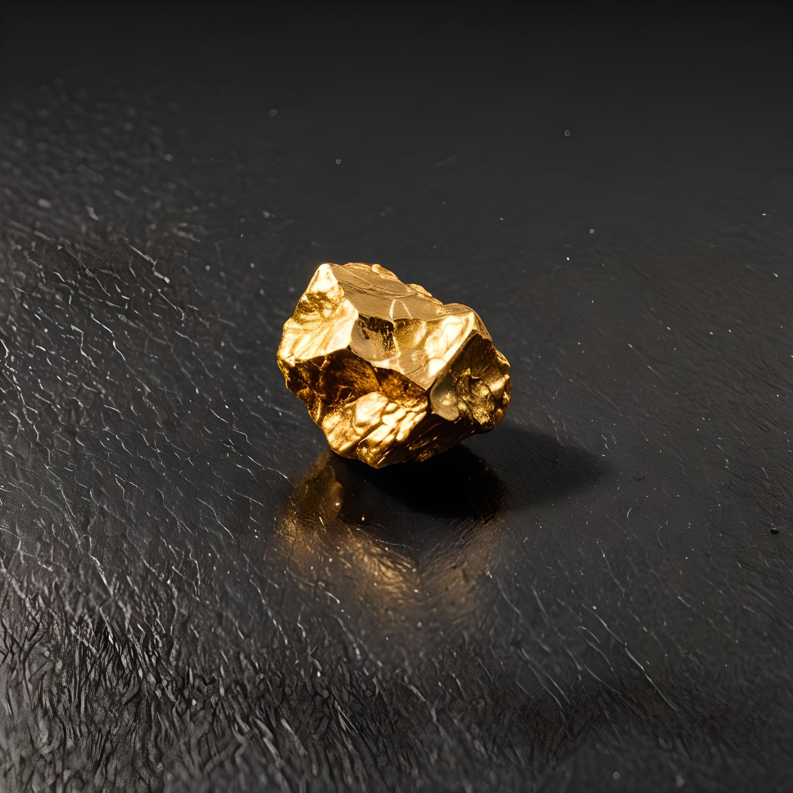 Small Gold Nugget on Black Table