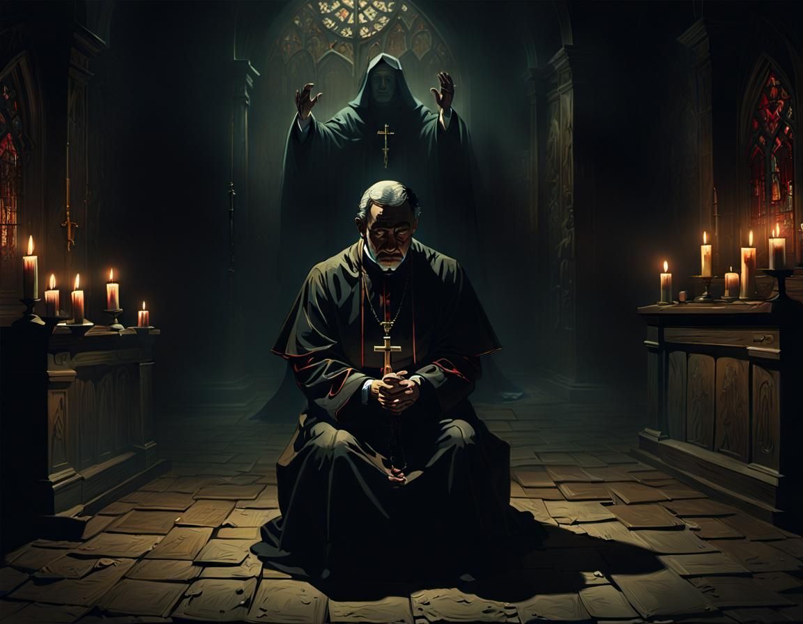 Priest's Torment: A Watercolour Confession in Art Brut Style