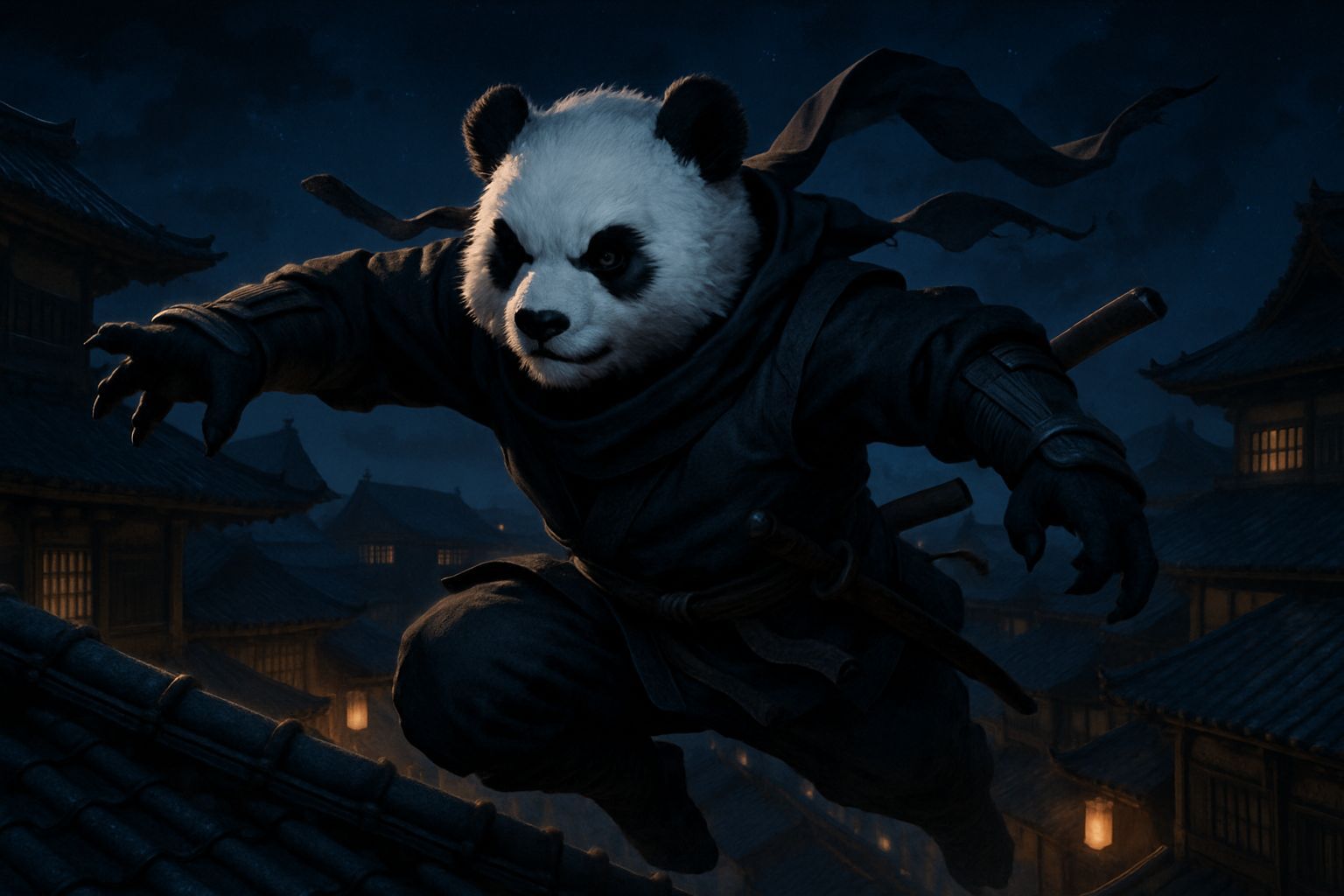 Anime Panda Ninja in Edo Japan