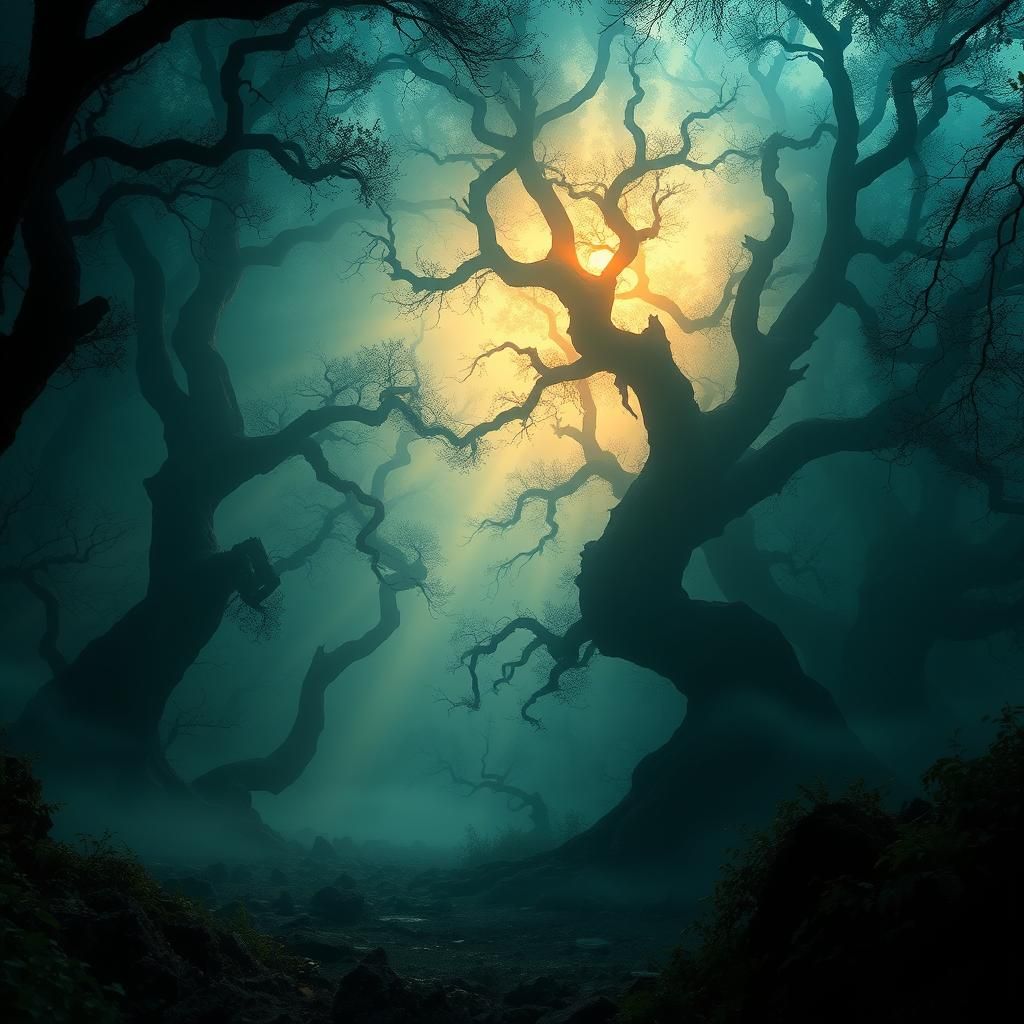 Mystical Forest Clearing in Ethereal Light