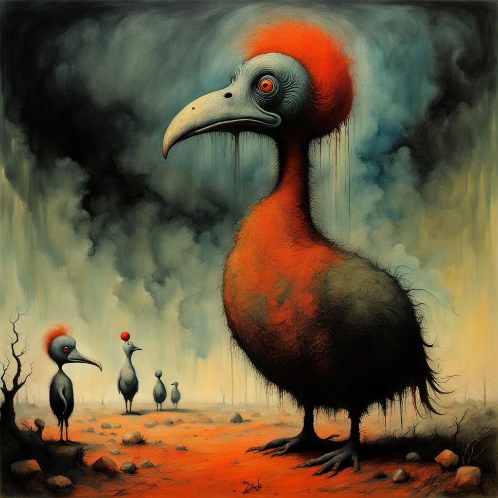 Dodo in Gouache Style: An Impressionist Masterpiece