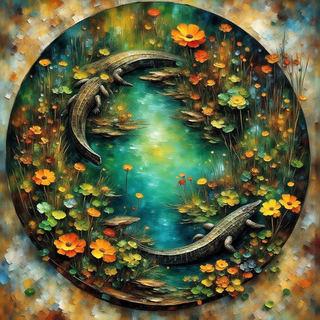 Wetland Circle with Gators and Graffiti