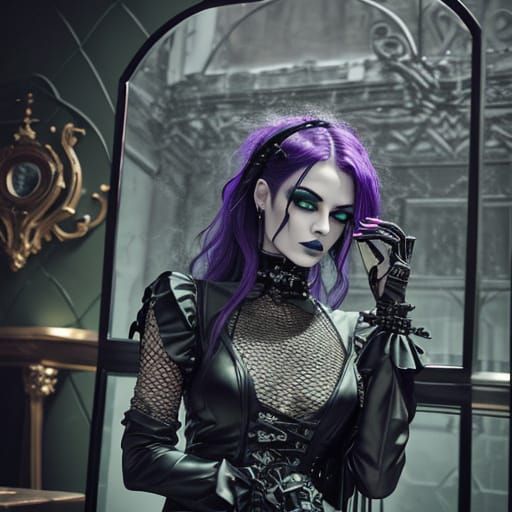 Gothic Model in Coffee Shop, Tim Burton Inspired