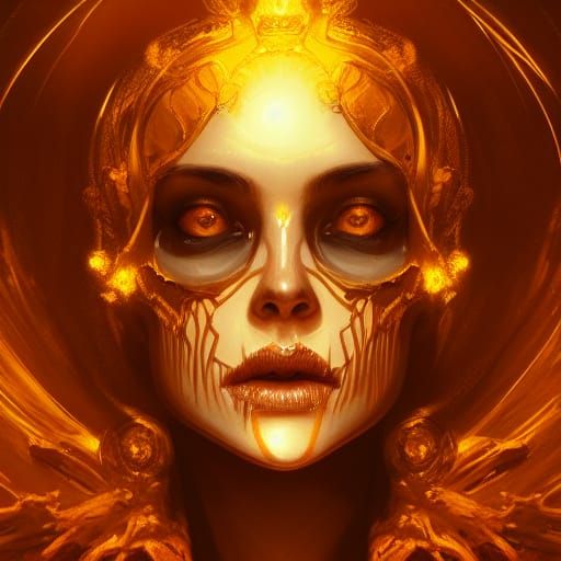 Golden Skeleton Saint in Dark Fantasy Style