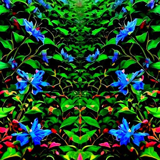 Rainforest Landscape Oil Painting with Orchids