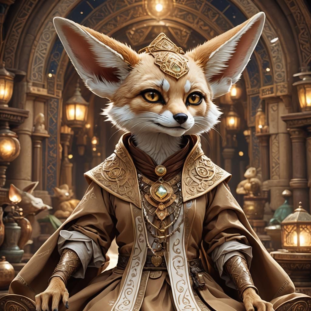 Fennec Fox Fortune Teller in Detailed Fantasy Style