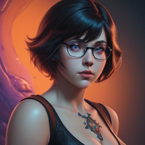 Hyperrealistic Portrait of Velma in Splash Art Style