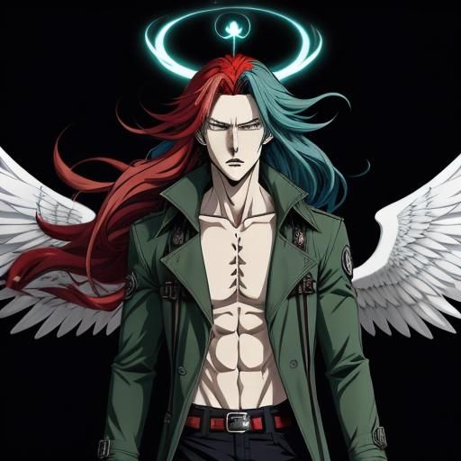 Anime Young Man Screaming in Electric Explosion