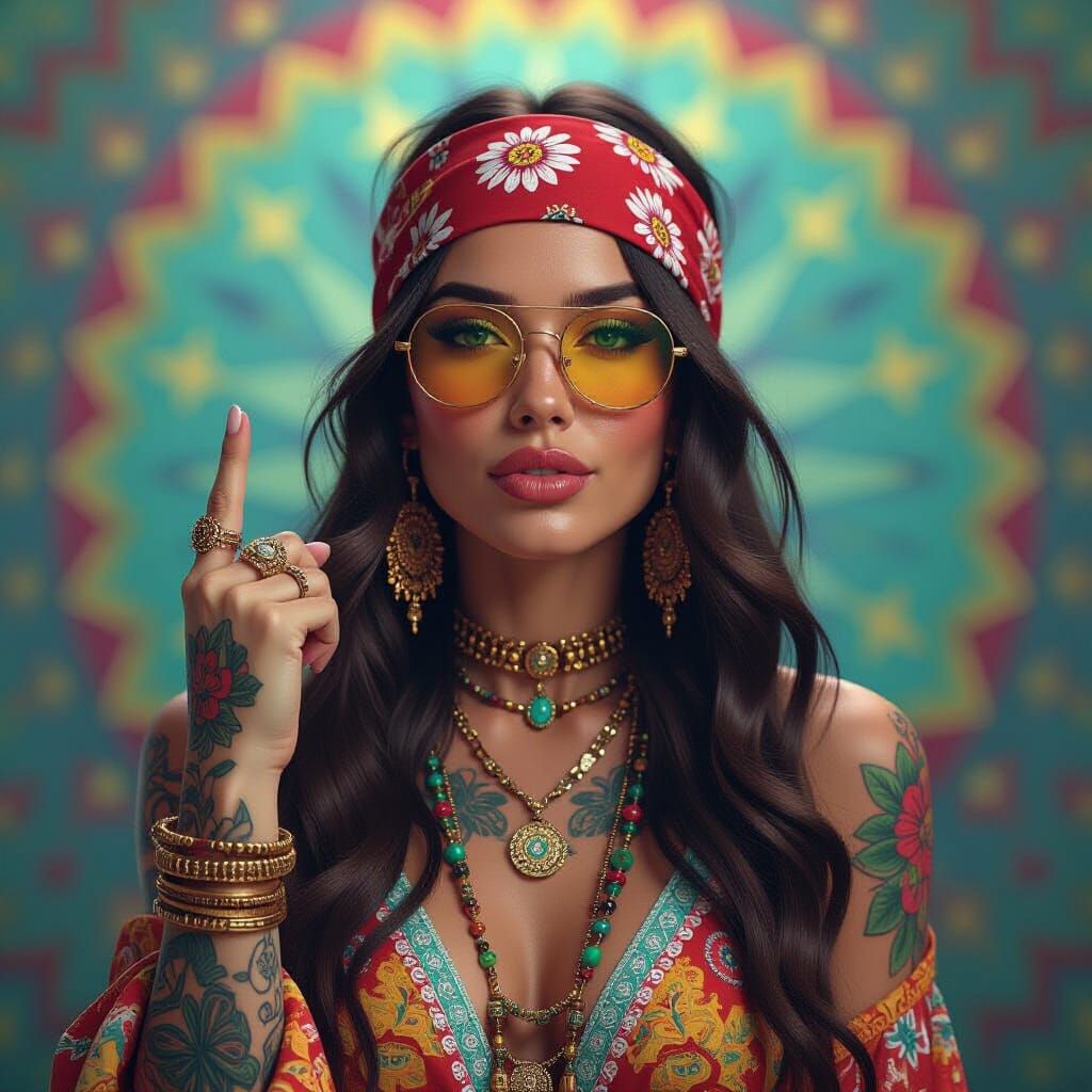 Psychedelic Hippie Portrait in Concept Art Style