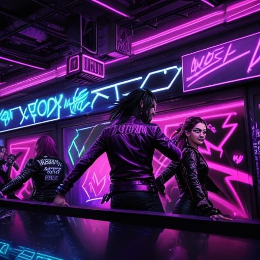 Rock-n-Roll Dance in Graffiti Style with Neon Lights