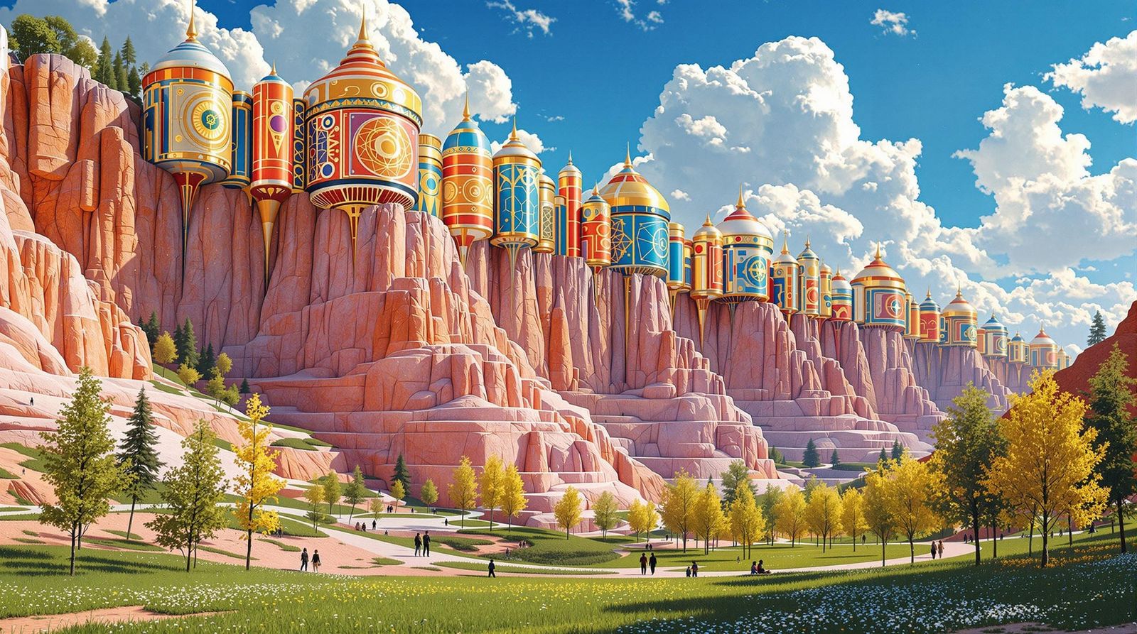 Science Fiction Park in Rose Quartz Quarry, Klimt Style