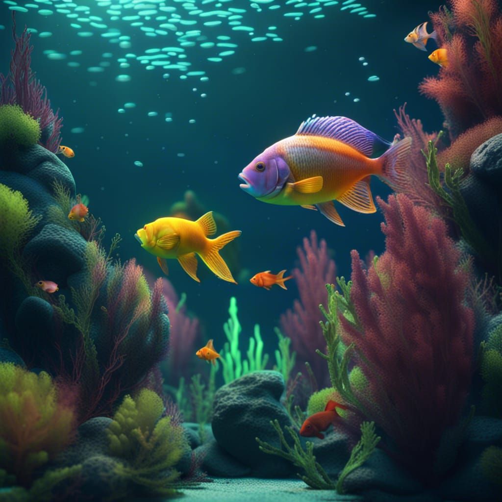 Underwater Peace with Fish in Complementary Colors