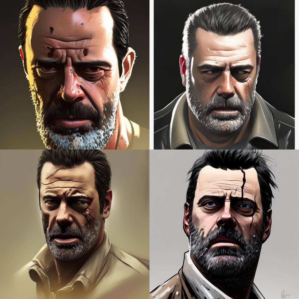 Negan Portrait in Art Nouveau Style