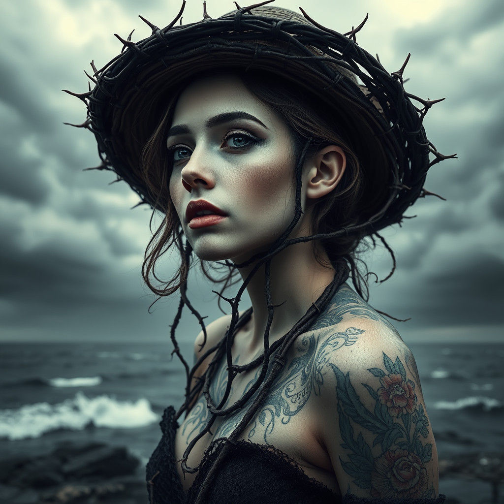 Surreal Thorny Beauty Beneath Stormy Skies