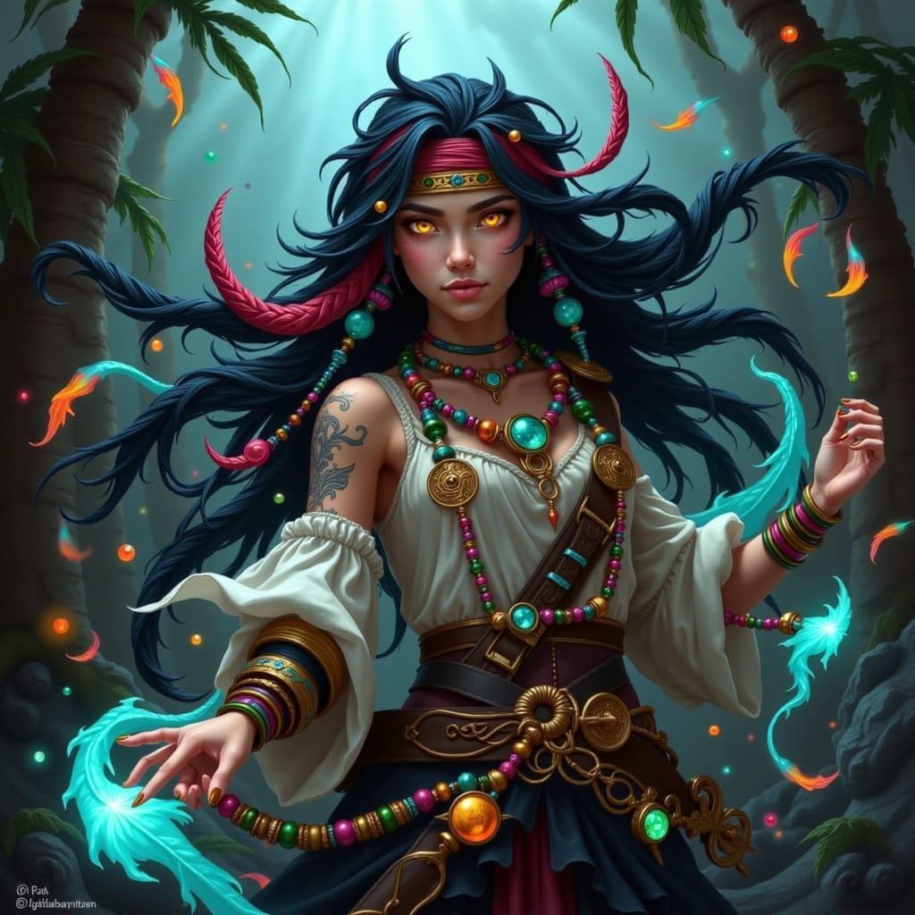 Pirate Cultivator with Mystical Energy, Dynamic Brushstrokes