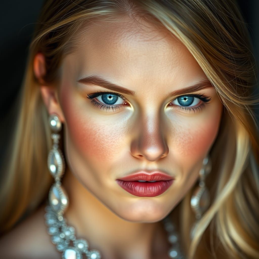 Stunning Blonde Woman with Crystal Jewelry Portrait
