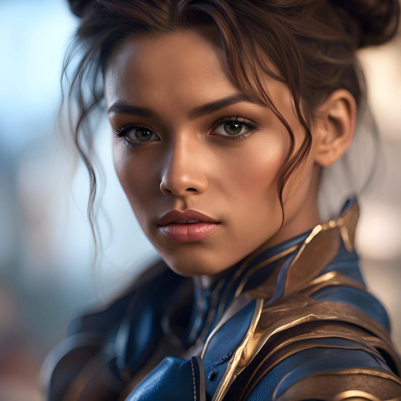 Chun-Li in 1980s Sci-Fi Style: Hyperreal Photo