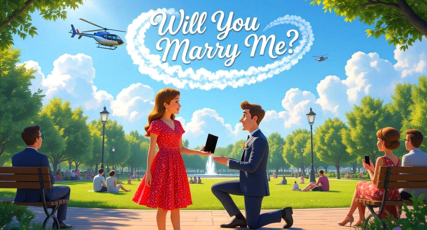 Romantic 3D Proposal with Helicopter Message