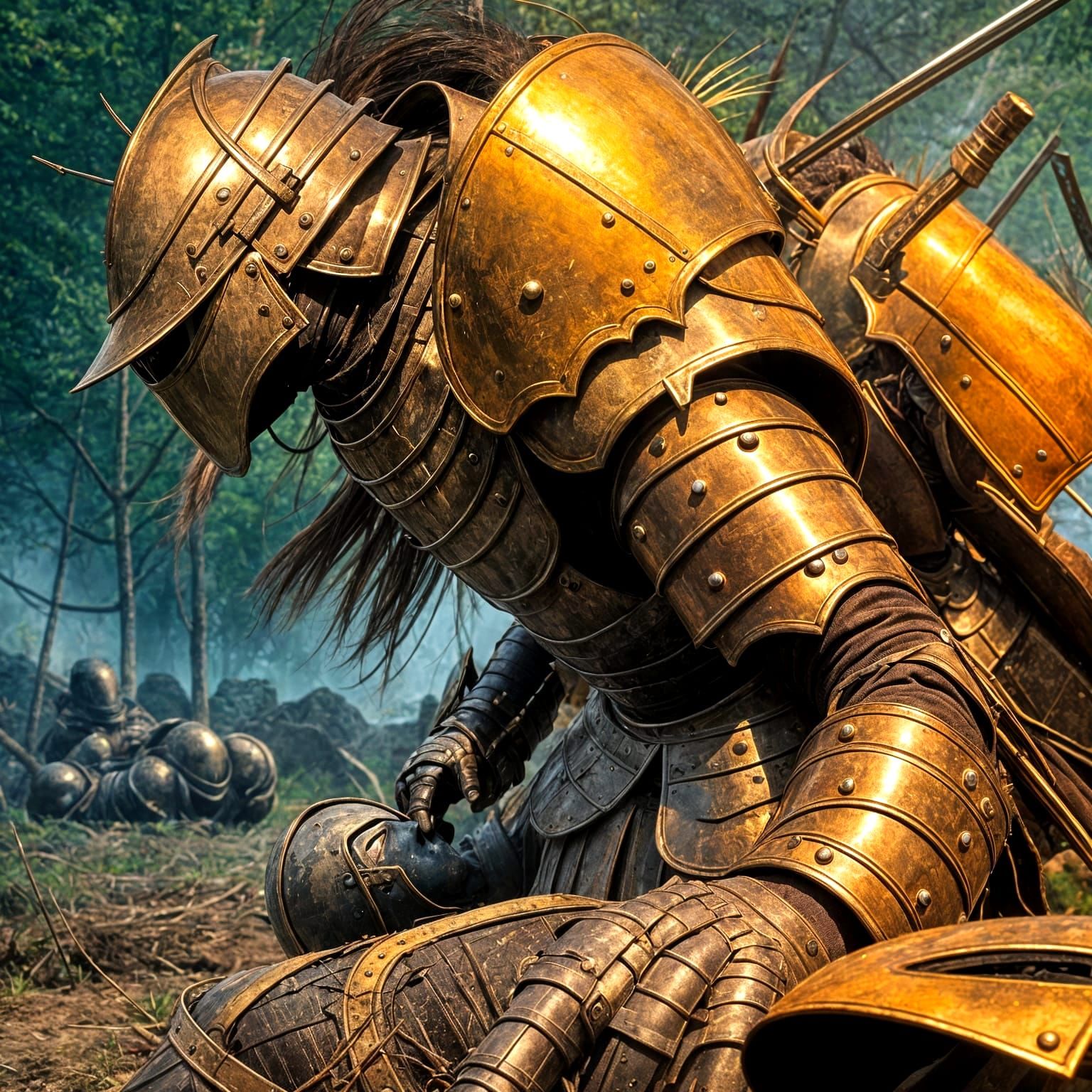 Exhausted Knights Aftermath of Terrible Battle