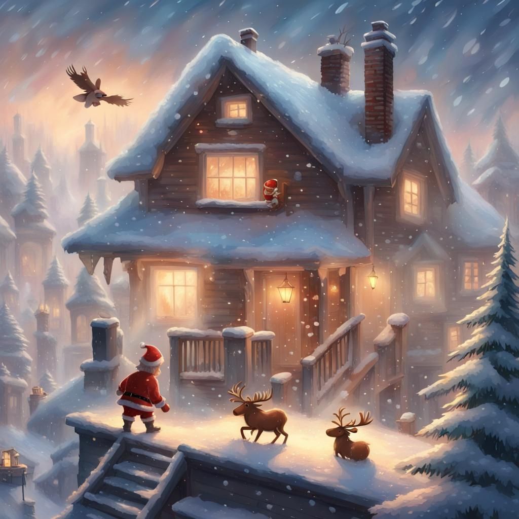 Chibi Santa Watching Snow Fight: Fantasy Animation