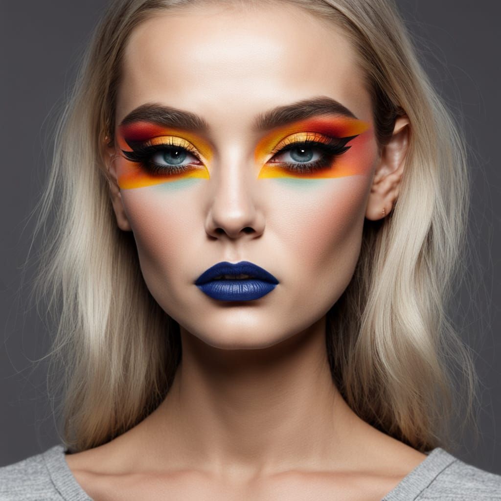 Smokey Eye Makeup with Sharp Geometric Colour Lines