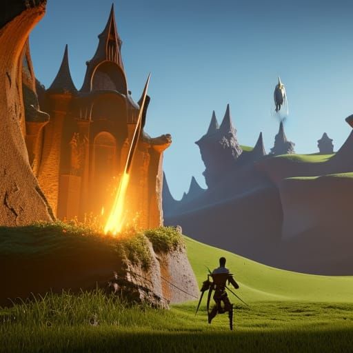 Cartoon Skeleton Chase Scene in Fantasy Art Style