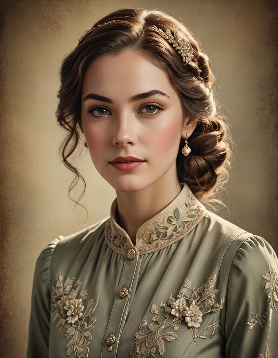 Vintage Portrait of a Woman with Natural Beauty