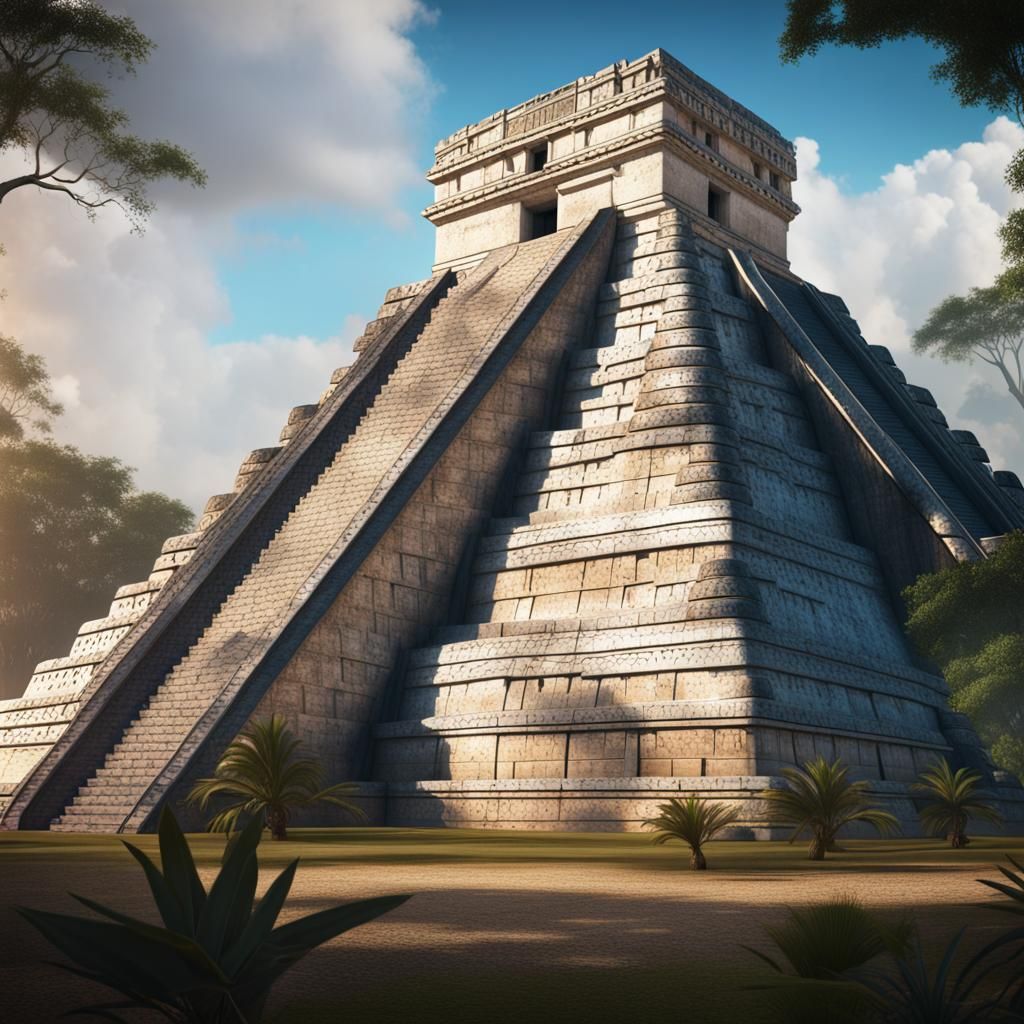 Chichen Itza Pyramid Detailed Matte Painting