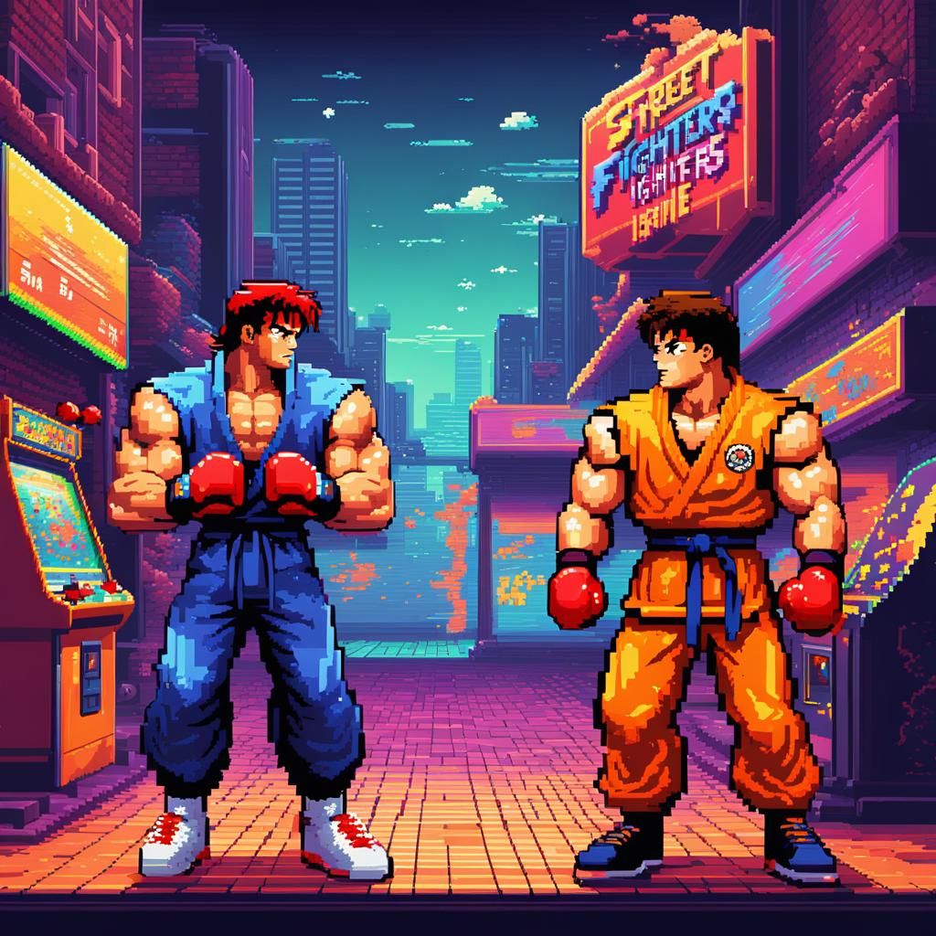 Pixel art street fighters