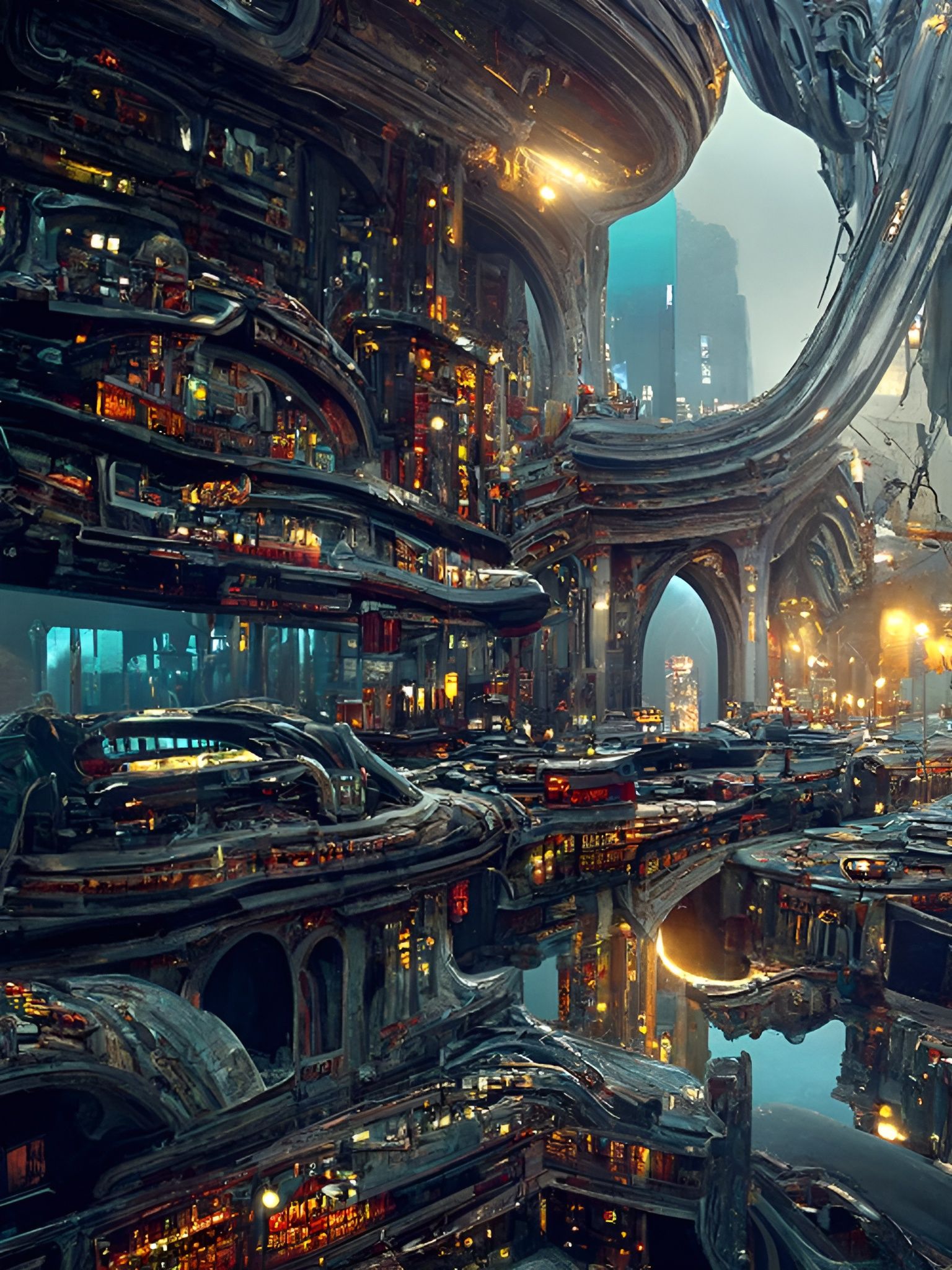 Monolithic Sci-Fi City Painting