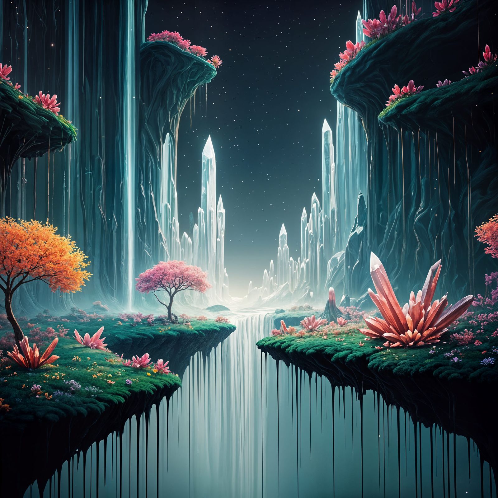 Dreamlike Surreal Landscape with Ethereal Elements