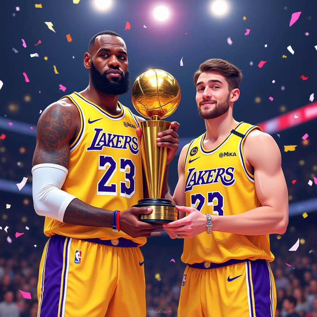 Lakers Victory: NBA Champions in Digital Illustration