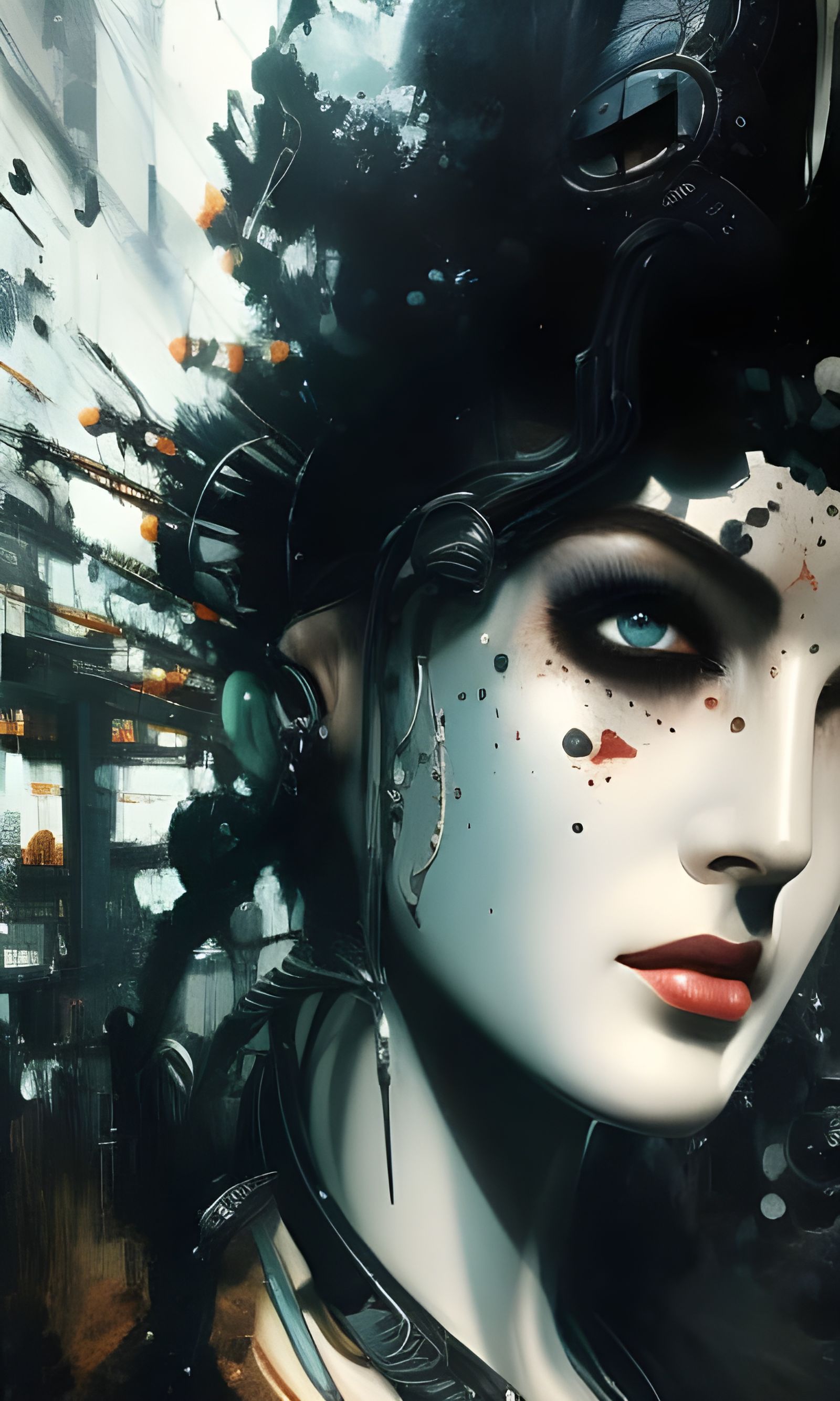 Detailed Borg Toadstool Portrait in Cyberpunk Style