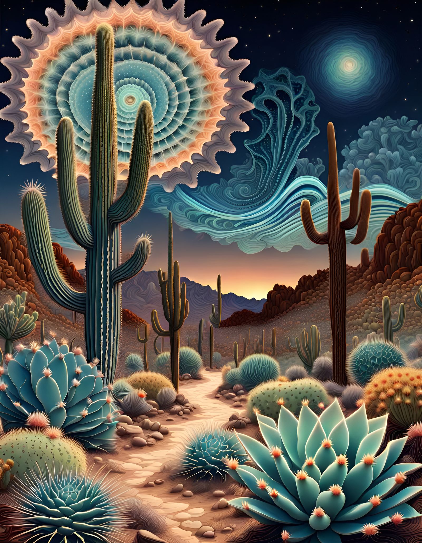 Ornate Desert Nightscape after Ernst Haeckel