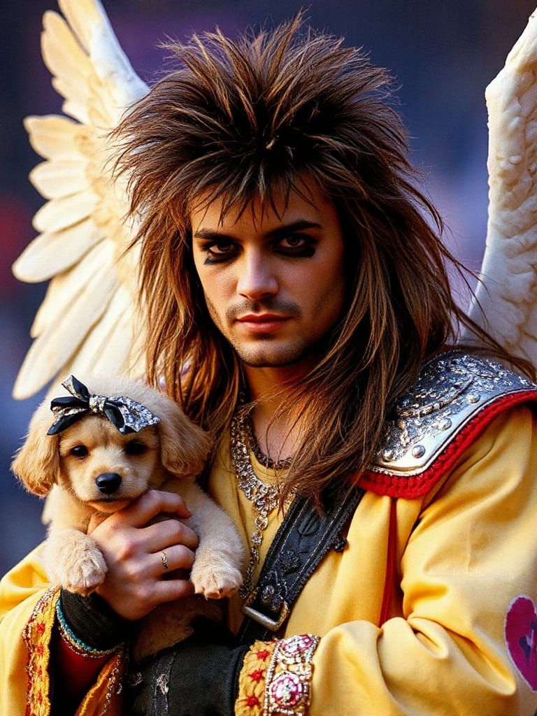 Radical Angel Of Death Rocks the 80s with Mullet and Puppy